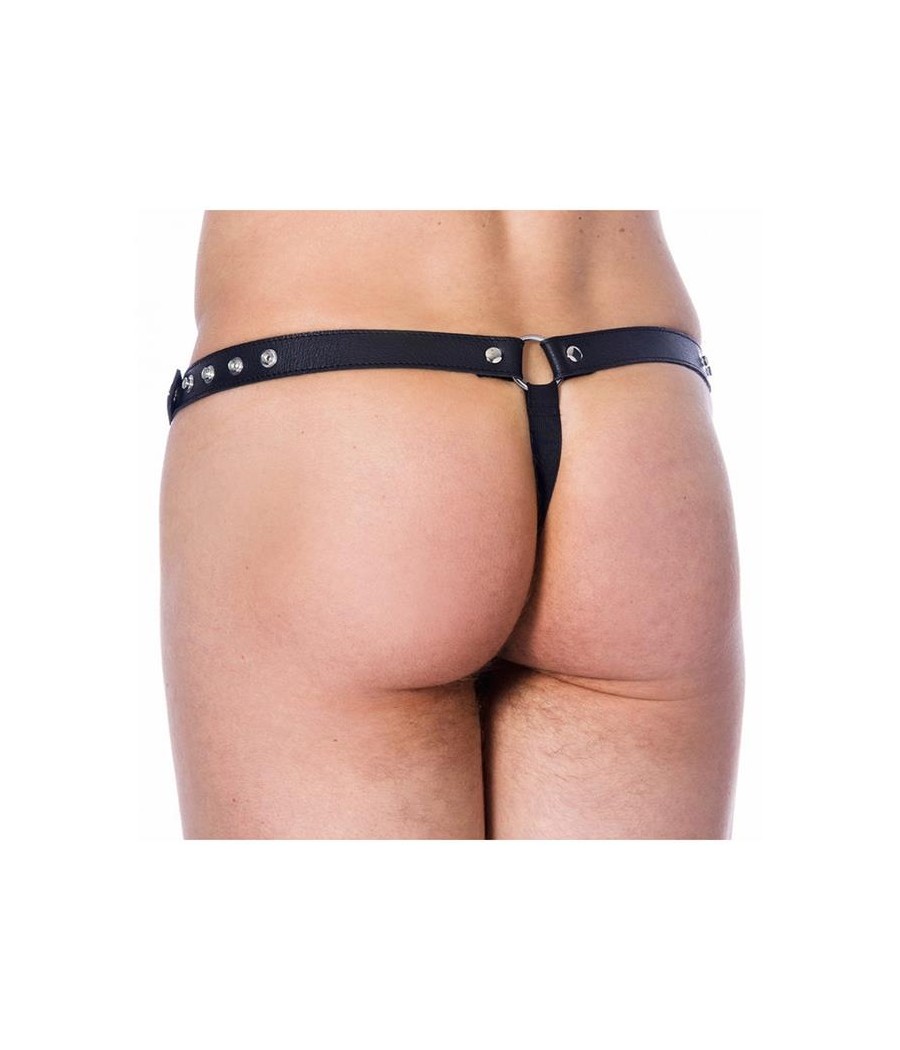 Tanga de Cuero Ajustable Color NEgro