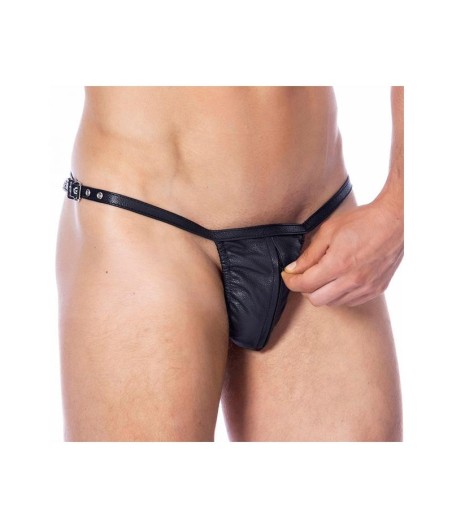 Tanga de Cuero Ajustable con Cremallera Talla Única