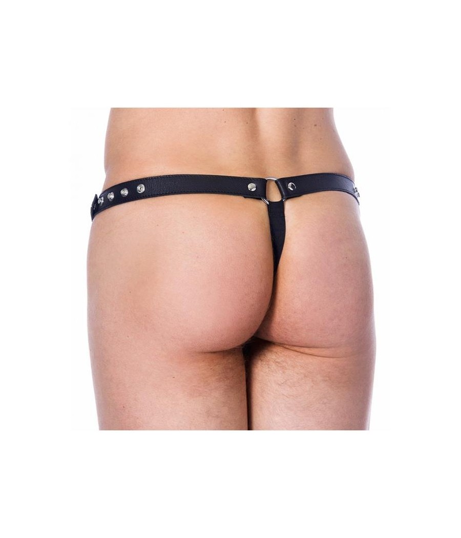 Tanga de Cuero Ajustable con Abertura