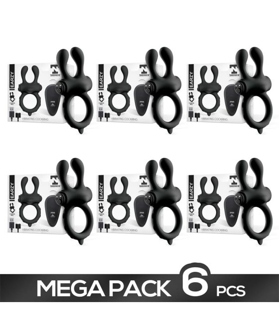 Pack de 6 Earzy Anillo Vibrador con Control Remoto USB Magnetico Silicona