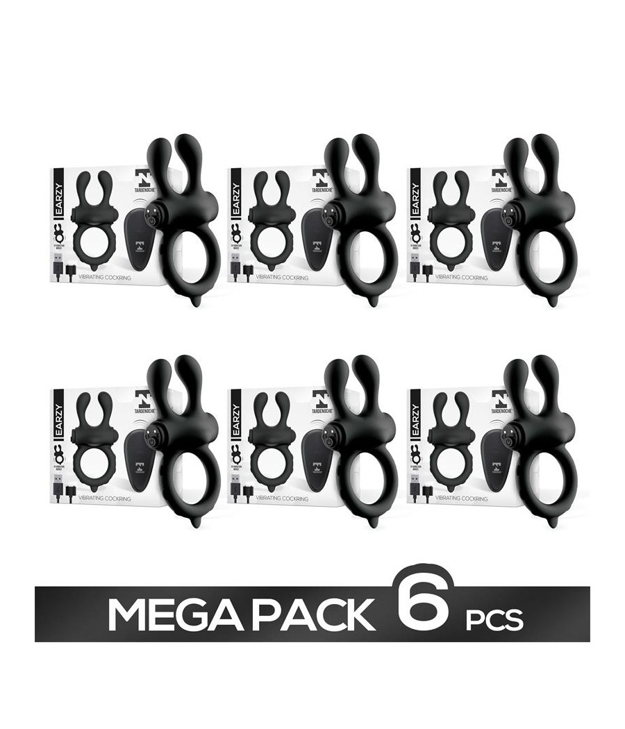 Pack de 6 Earzy Anillo Vibrador con Control Remoto USB Magnetico Silicona