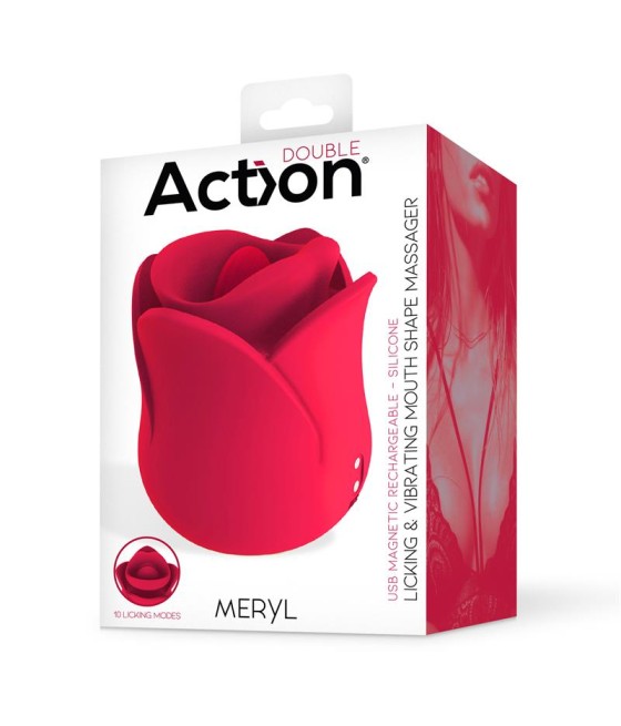 Meryl Estimulador Vibrador de Rosa con Lengua 2 Motores