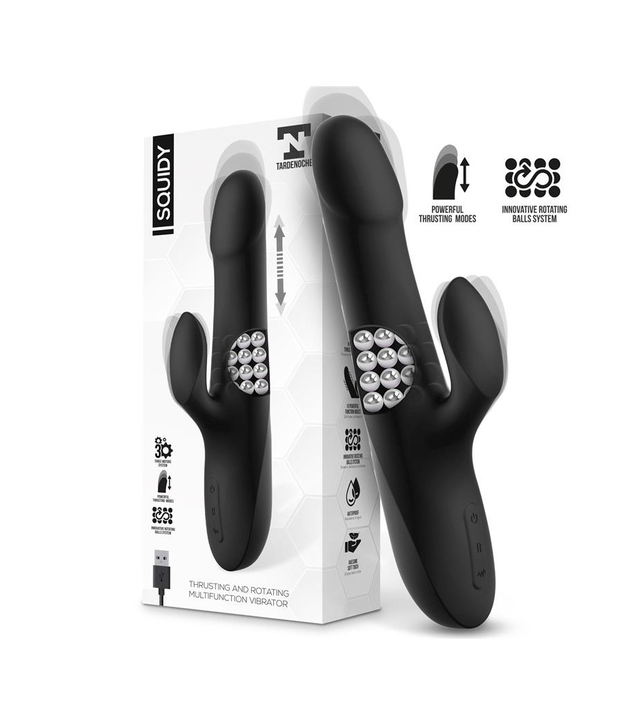 Squidy Vibrador Funcion de Movimiento Up and Down y Bolas Rotadoras USB Silicona