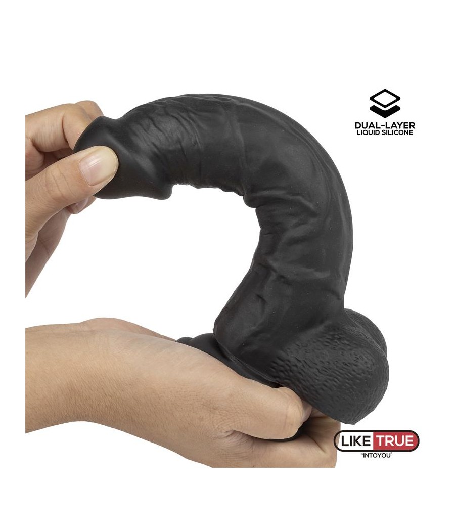 Dildo Realista Silicona Liquida Dual Layer 8 Negra