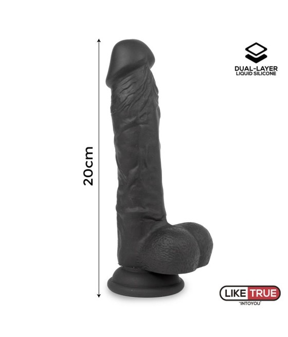 Dildo Realista Silicona Liquida Dual Layer 8 Negra