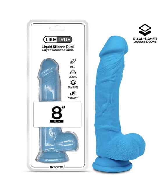 Dildo Realista Silicona Liquida Dual Layer 8 Azul