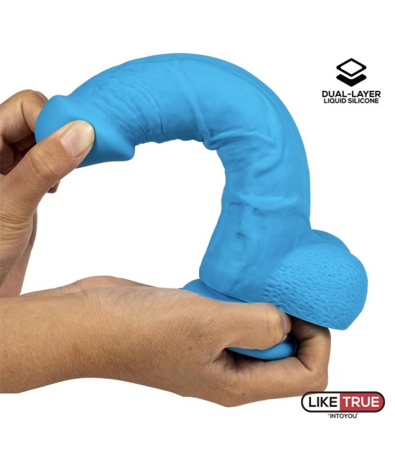 Dildo Realista Silicona Liquida Dual Layer 8 Azul