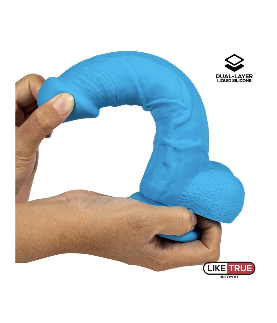 Dildo Realista Silicona Liquida Dual Layer 8 Azul