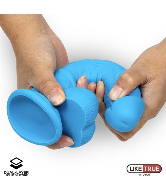 Dildo Realista Silicona Liquida Dual Layer 8 Azul