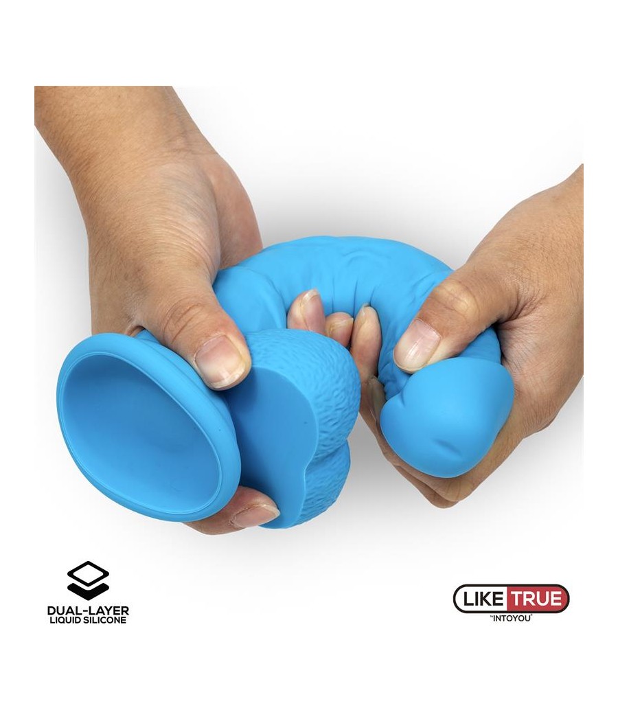 Dildo Realista Silicona Liquida Dual Layer 8 Azul