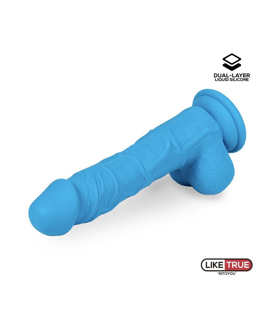 Dildo Realista Silicona Liquida Dual Layer 8 Azul