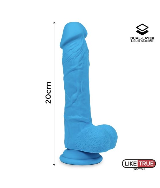 Dildo Realista Silicona Liquida Dual Layer 8 Azul