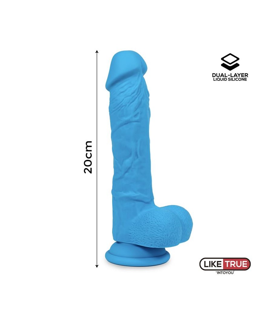 Dildo Realista Silicona Liquida Dual Layer 8 Azul