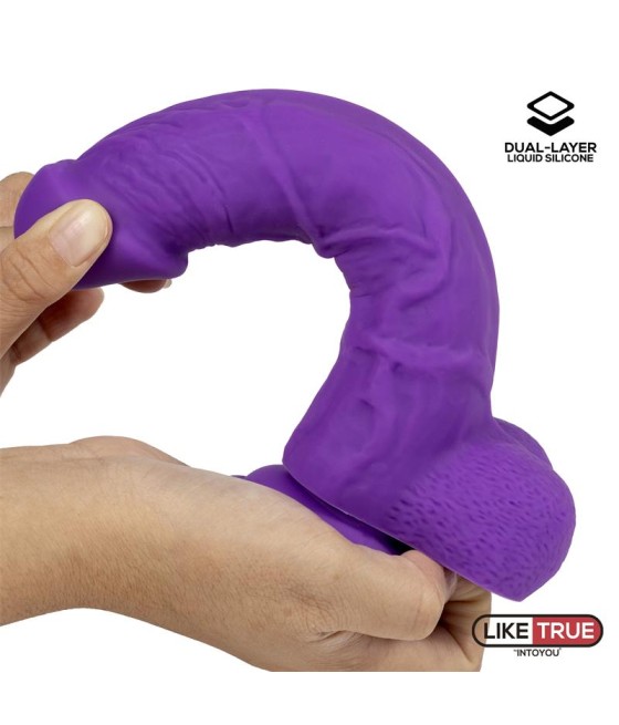 Dildo Realista Silicona Liquida Dual Layer 8 Purpura