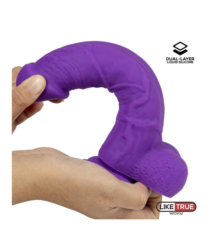 Dildo Realista Silicona Liquida Dual Layer 8 Purpura