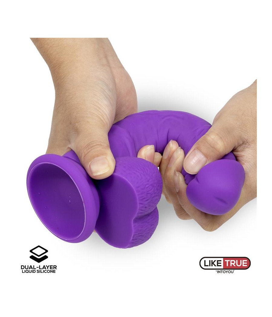 Dildo Realista Silicona Liquida Dual Layer 8 Purpura