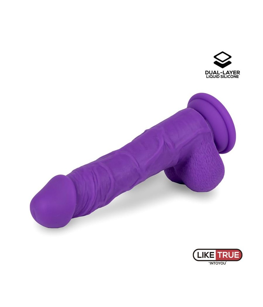 Dildo Realista Silicona Liquida Dual Layer 8 Purpura