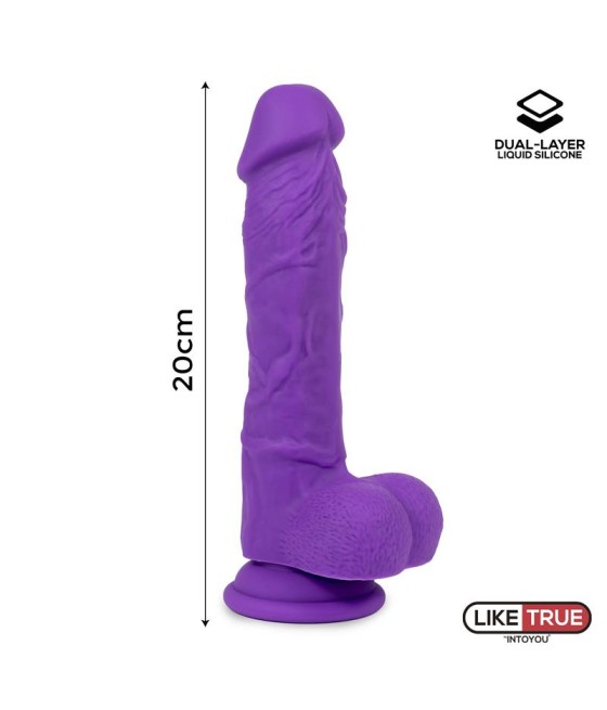 Dildo Realista Silicona Liquida Dual Layer 8 Purpura