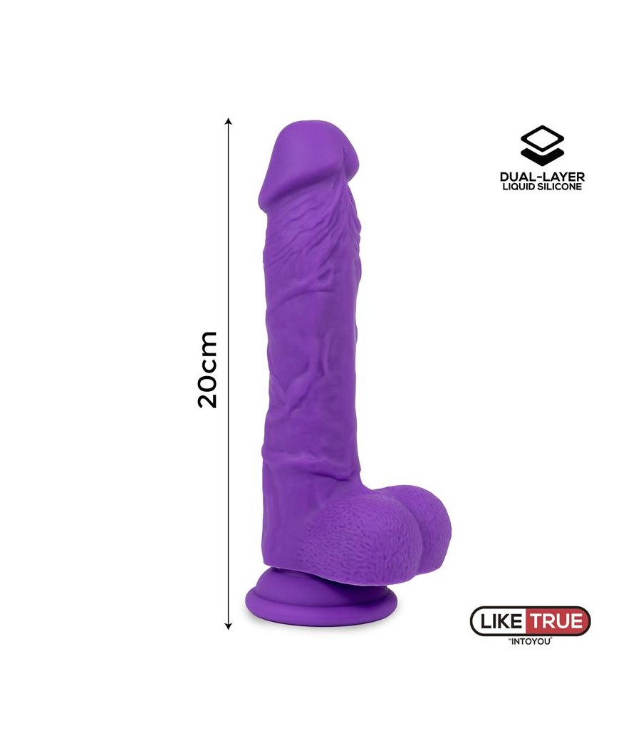 Dildo Realista Silicona Liquida Dual Layer 8 Purpura