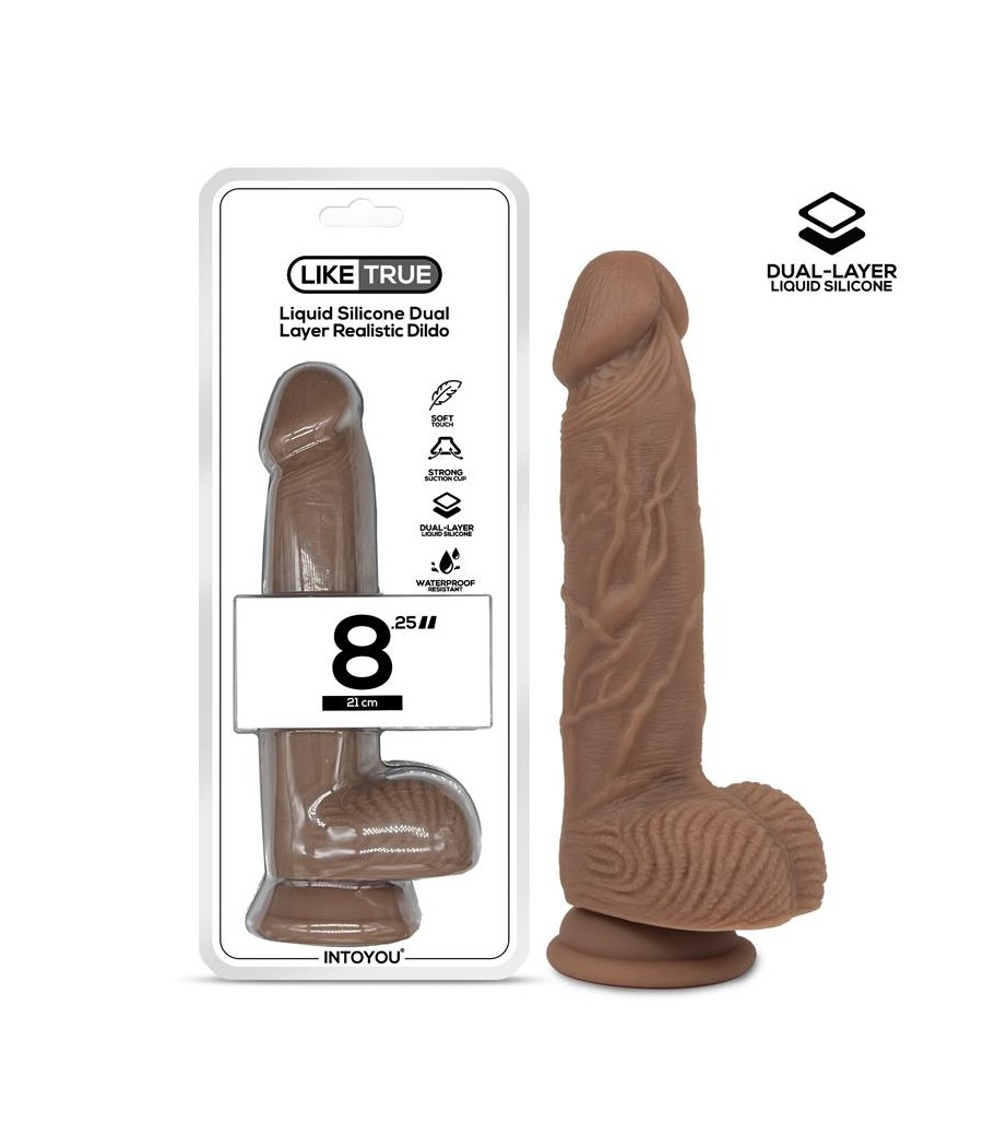 Dildo Realista Silicona Liquida Dual Layer 825 Bronceado