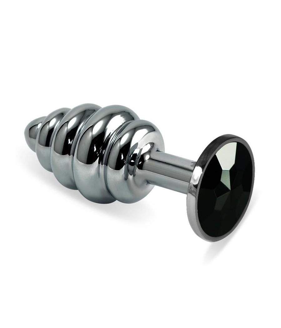 Plug Anal en Espiral Rosebud con Joya Negro