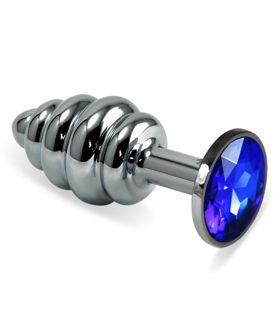 Plug Anal en Espiral Rosebud con Joya Azul Oscuro