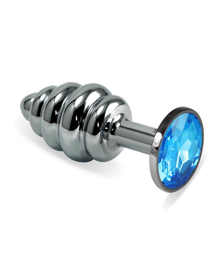 Plug Anal en Espiral Rosebud con Joya Azul