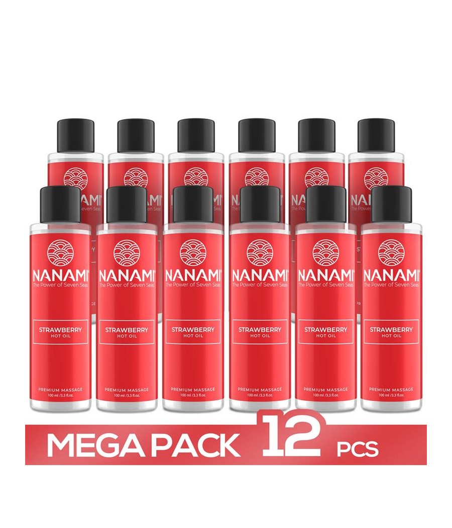 Pack 12 Aceite de Masaje Efecto Calor Aroma Fresa 100 ml