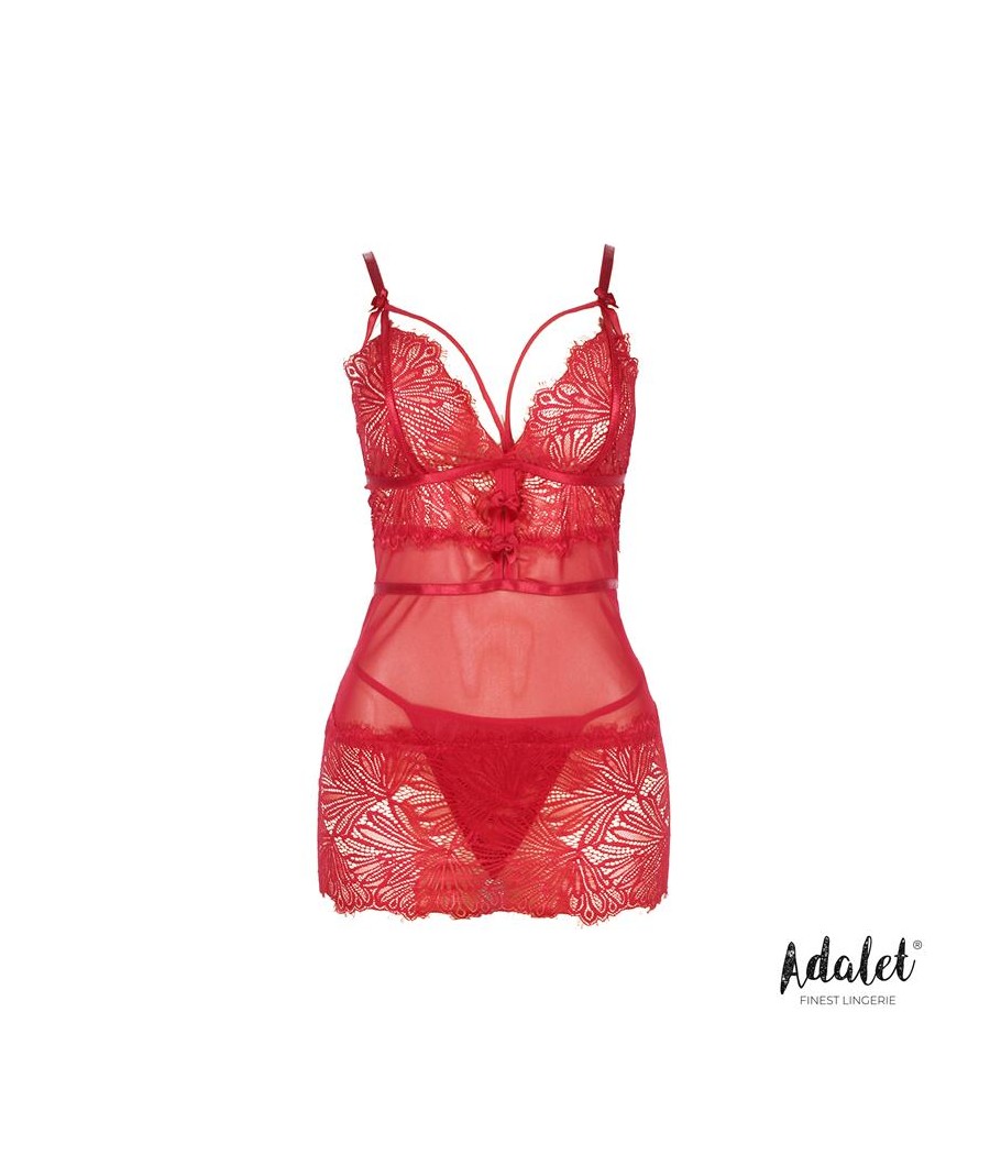 Zoe Babydoll Espalda Abierta y Tanga Rojo