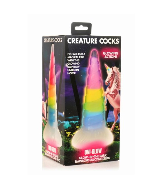 Dildo Luminiscente Rainbow Brilla en la Oscuridad