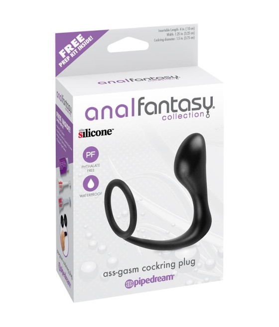 Estimulador Anal Ass Gasm Cockring Plug Color Negro