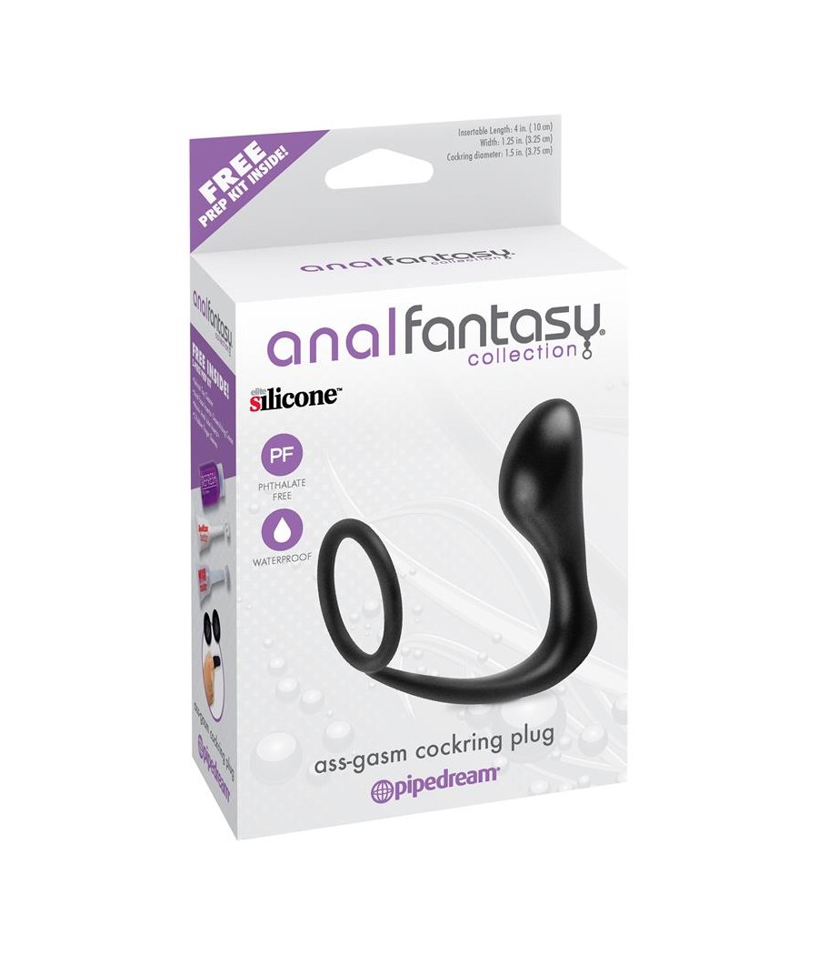 Estimulador Anal Ass Gasm Cockring Plug Color Negro