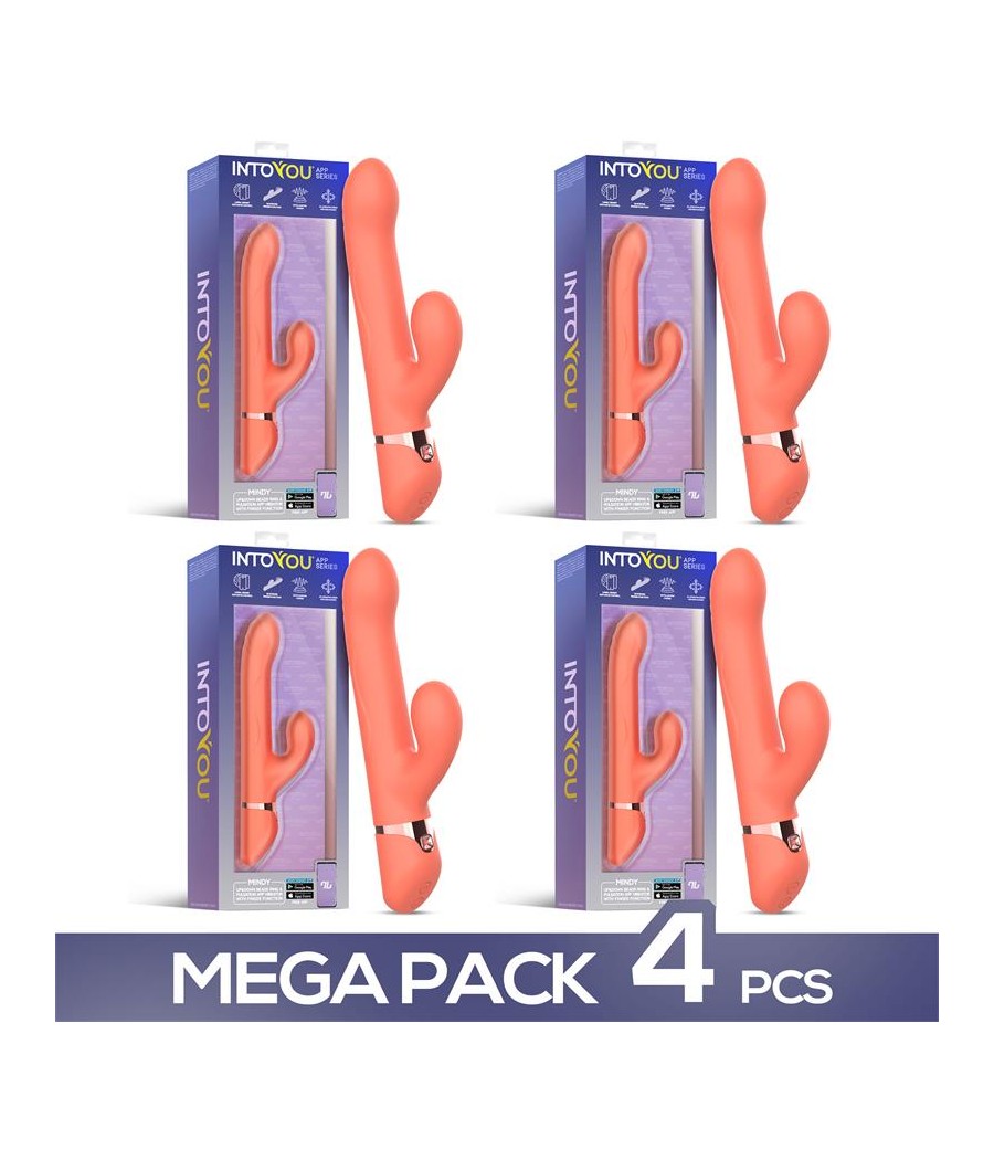 Pack de 4 Mindy Vibrador con Anillo de Bolas Up and Down Finger y Pulsacion APP