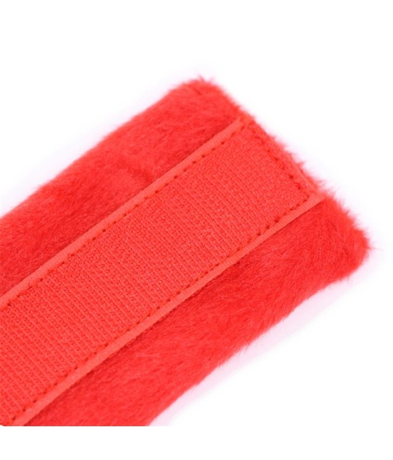 Esposas de Tela con Velcro para Munecas con Pelo Largo Rojo