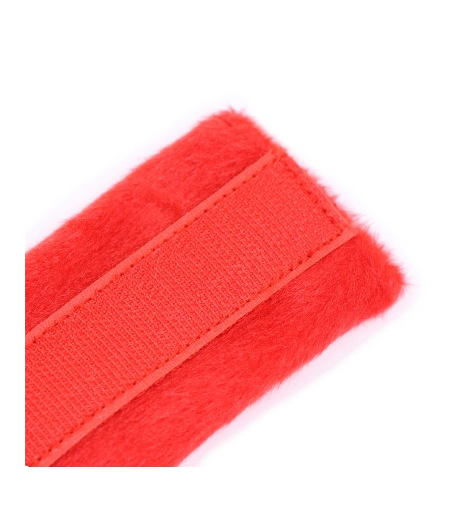 Esposas de Tela con Velcro para Munecas con Pelo Largo Rojo