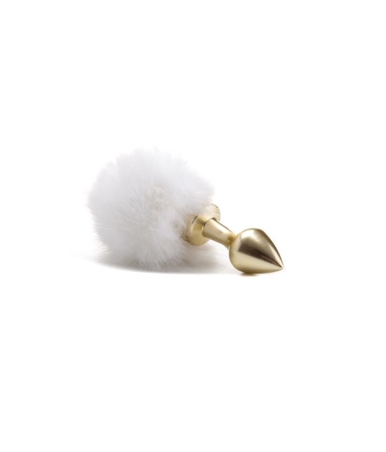 Plug Anal Dorado con Pompon Blanco