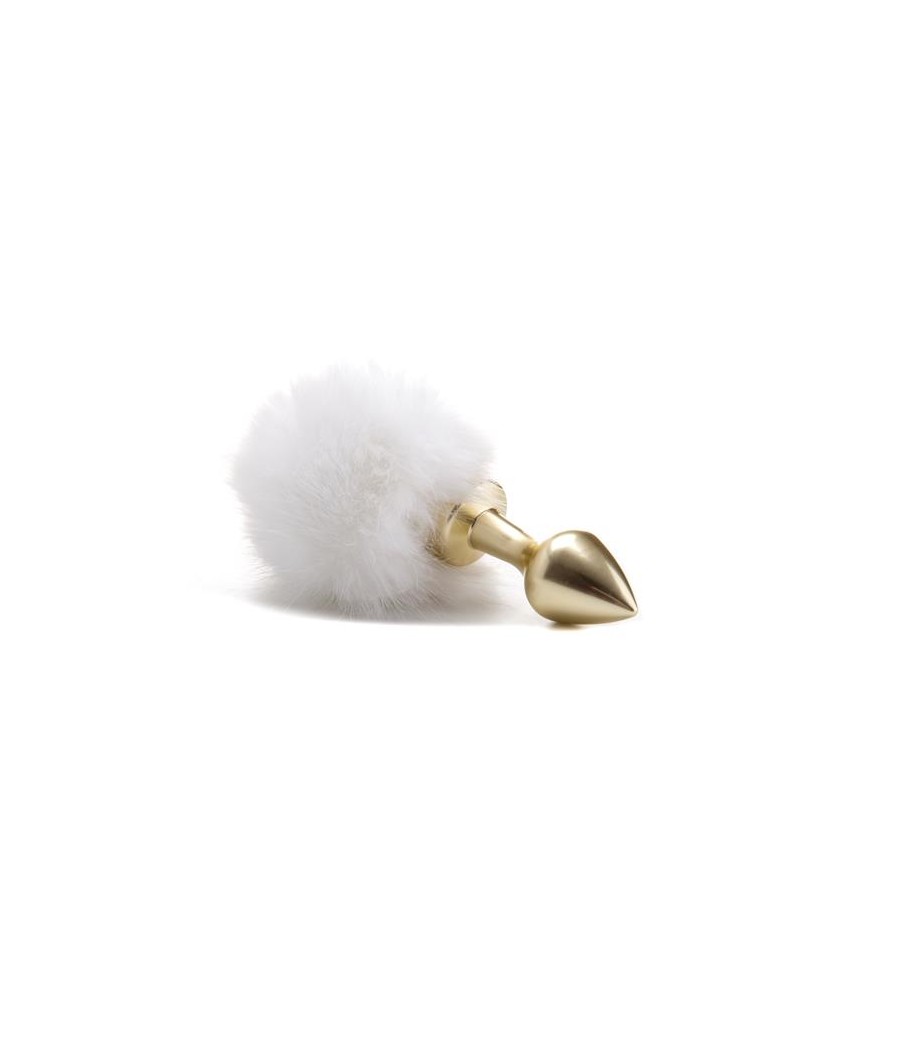 Plug Anal Dorado con Pompon Blanco