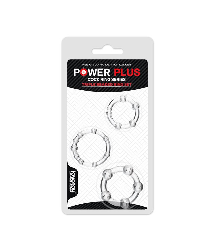 Pack de 3 Anillos para el Pene Power Plus Triple Transparentes