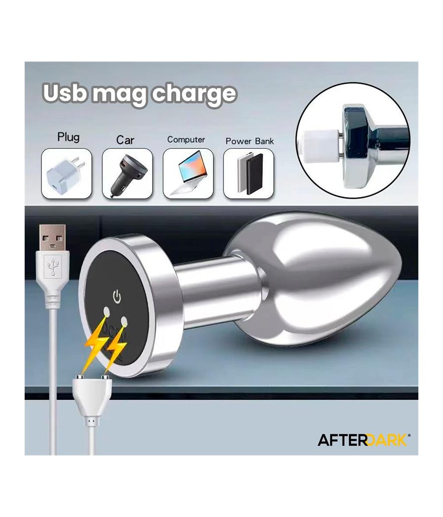 Dimpor Plug Anal Cromado con Vibracion USB Magnetico Talla S