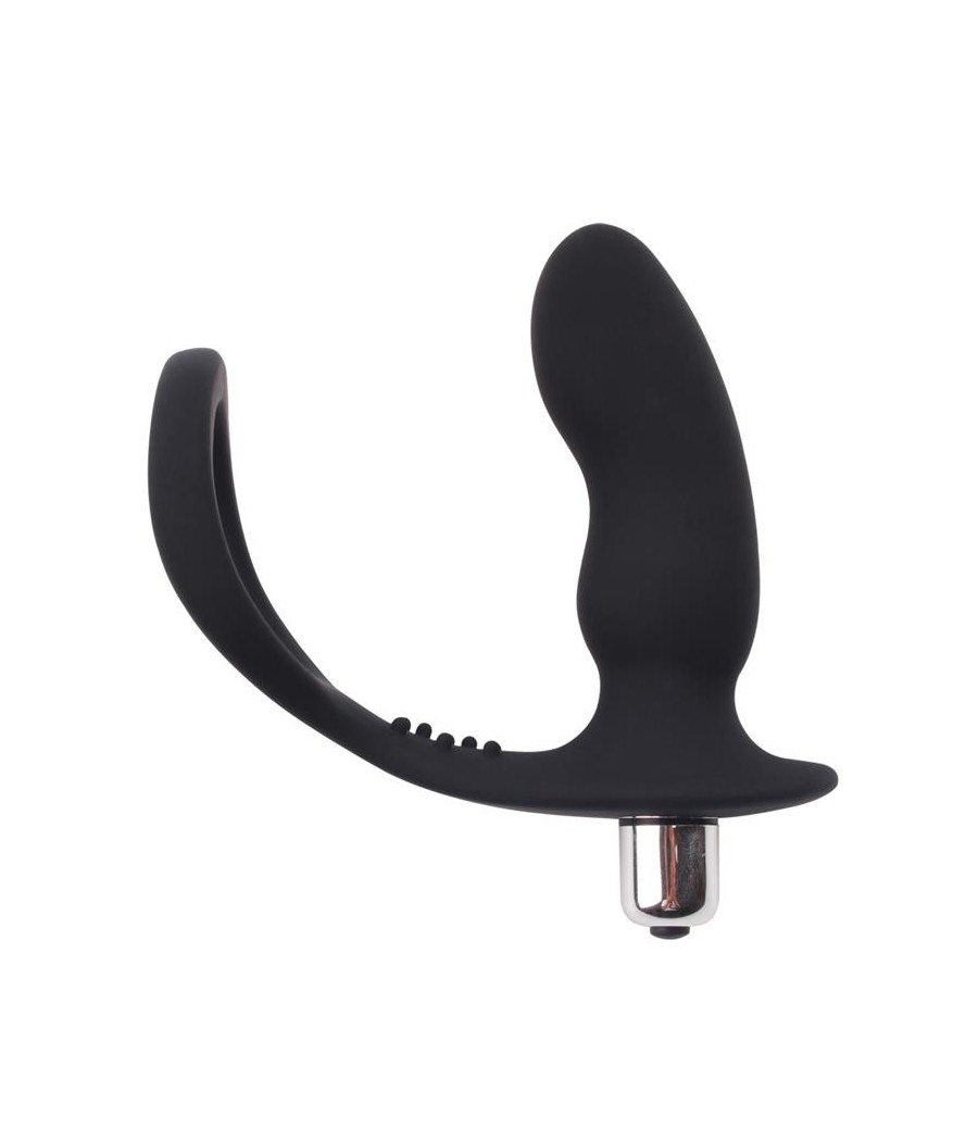 Anillo para el Pene con Plug Anal Negro