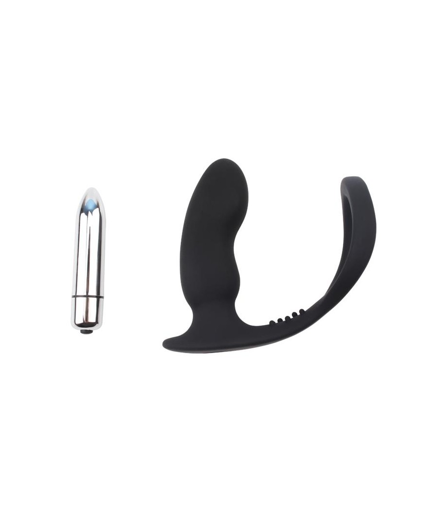 Anillo para el Pene con Plug Anal Negro