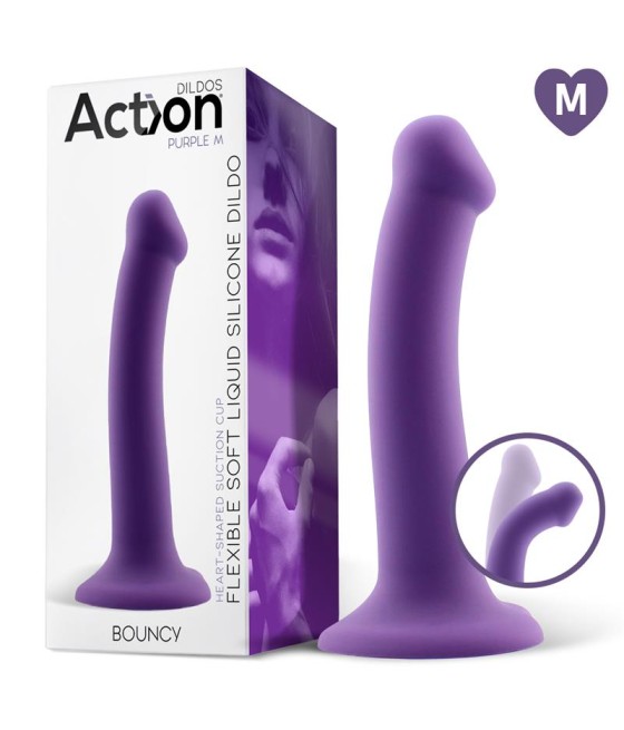 Bouncy Dildo Silicona Líquida Hiper Flexible 7 - 18 cm Talla M Púrpura