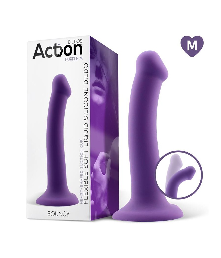 Bouncy Dildo Silicona Liquida Hiper Flexible 7 18 cm Talla M Purpura