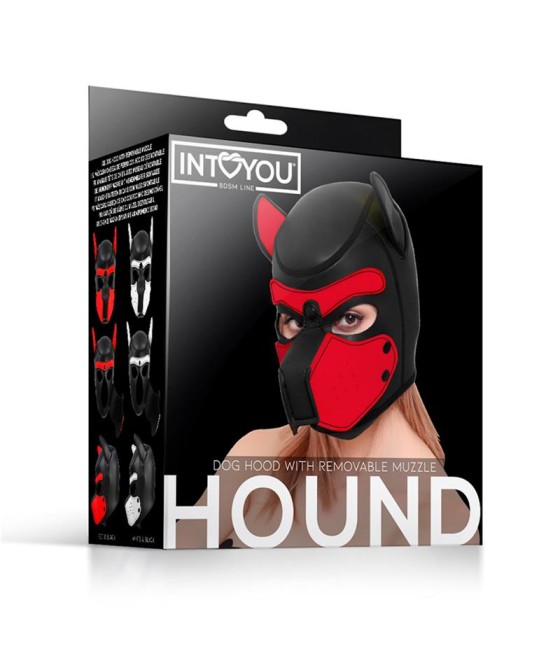 Hound Mascara de Perro Neopreno Hocico Extraible Negro Rojo Talla unica