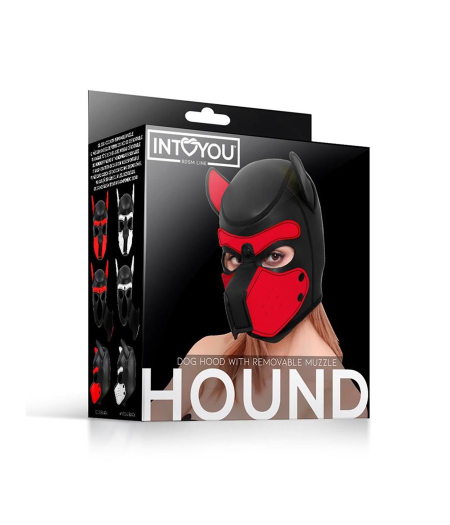 Hound Mascara de Perro Neopreno Hocico Extraible Negro Rojo Talla unica