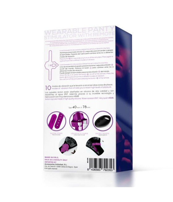 No Seventeen Estimulador de Braguita Control Remoto USB Magnetico Purpura