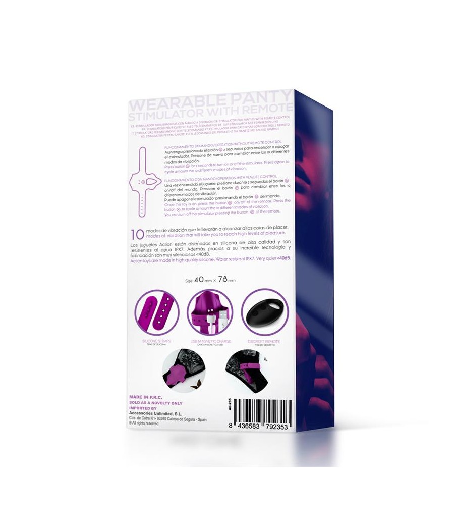 No Seventeen Estimulador de Braguita Control Remoto USB Magnetico Purpura