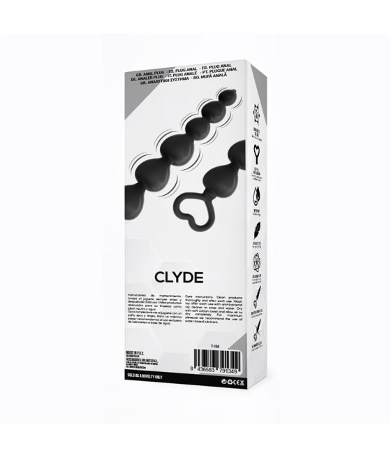 Clyde Plug Anal con Bolas con Aro de Facil Extraccion Silicona Negro