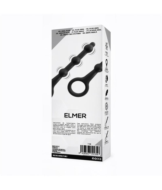 Elmer Plug Anal con Aro de Facil Extraccion Silicona Negro