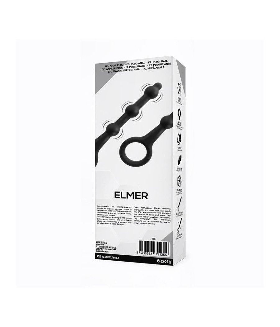 Elmer Plug Anal con Aro de Facil Extraccion Silicona Negro